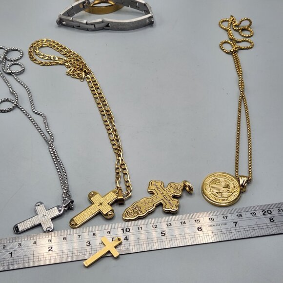 Stainless Steel Religious Christian Jewelry Lot Edforce Pendants Bracelets - Picture 11 of 14